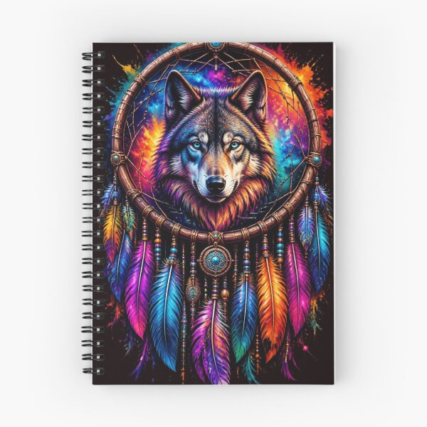Item preview, Cosmic Wolf Dreamcatcher Vibrant Neon Native Indian Art designed and sold by AgnesB77.