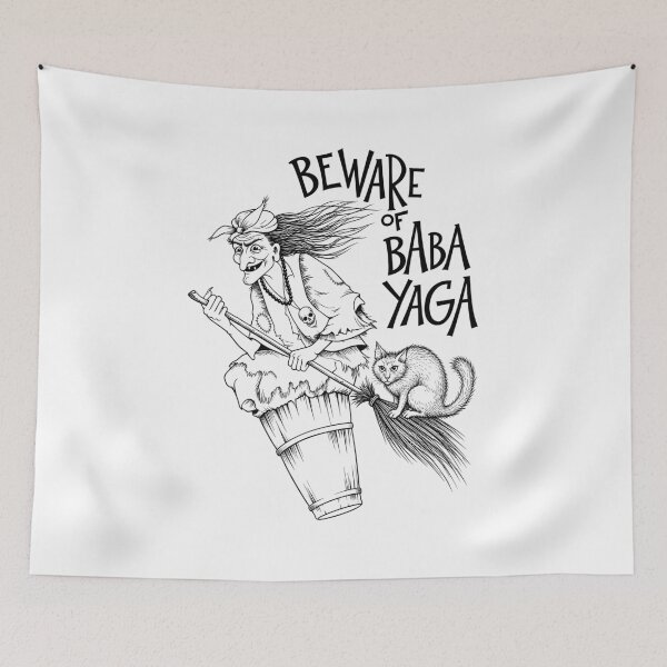 Item preview, Beware of Baba Yaga Flying Witch Folklore Art designed and sold by Krasnovaovaova.