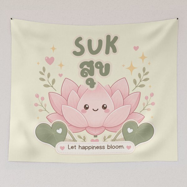 Item preview, Suk | Happiness Blooms – Cute Thai Lotus Illustration | Soft Thailand™ designed and sold by CosmicQuietStudio.