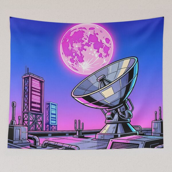 Item preview, Synthwave Satellite Dish Under Pink Moon designed and sold by Herodestroyer.