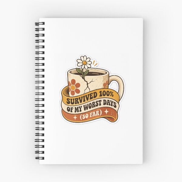 Item preview, Survived 100 Percent Of Bad Days Retro Sticker - Funny Mental Health Groovy Coffee Decal designed and sold by SlapHappyArt.