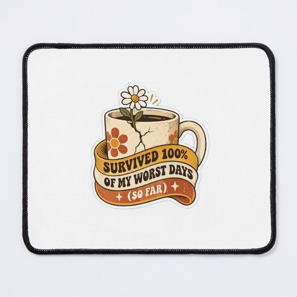 Item preview, Survived 100 Percent Of Bad Days Retro Sticker - Funny Mental Health Groovy Coffee Decal designed and sold by SlapHappyArt.