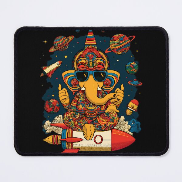 Item preview, Cool Elephant Meditating on Space Rocket Psychedelic Cosmic Pop Art designed and sold by PANNARUK THAILAND.