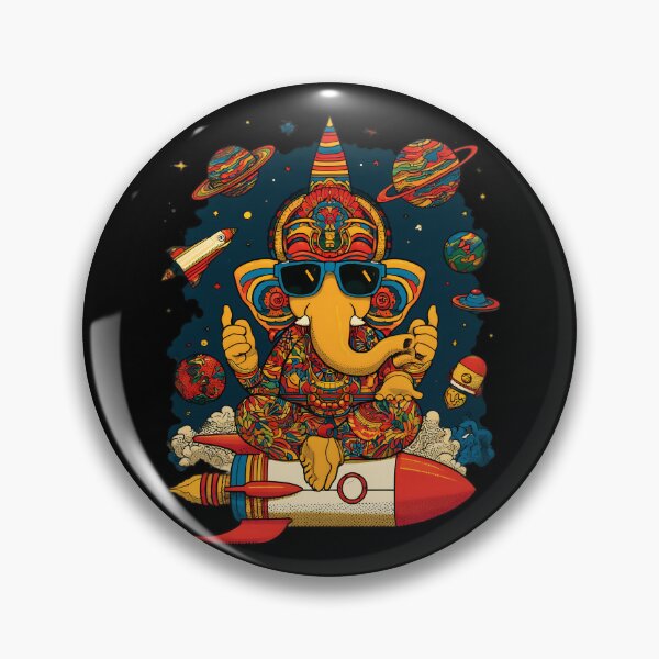 Item preview, Cool Elephant Meditating on Space Rocket Psychedelic Cosmic Pop Art designed and sold by PANNARUK THAILAND.