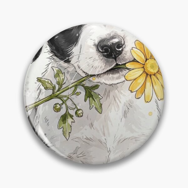 Item preview, Black and white puppy holding a flower designed and sold by carlsmart1.