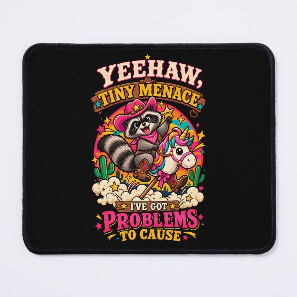 Item preview, Yeehaw Tiny Menace – Funny Raccoon Cowboy Chaos designed and sold by Kawaii-n-Spice.