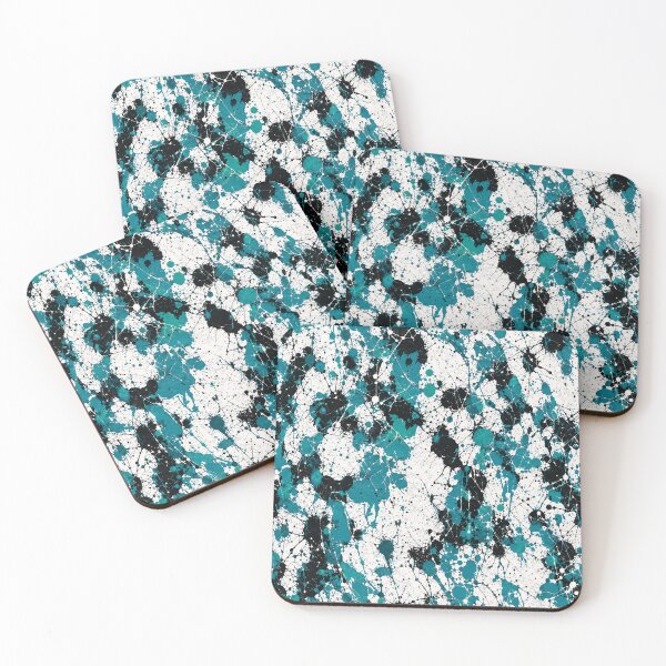 Item preview, Teal and Noir Splatter Action Abstract Art designed and sold by THE SPLATTERED HAUS BY SAGE BANKS.