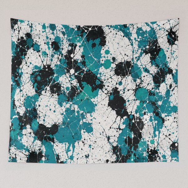 Item preview, Teal and Noir Splatter Action Abstract Art designed and sold by THE SPLATTERED HAUS BY SAGE BANKS.