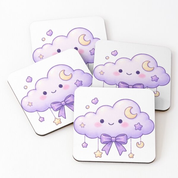 Item preview, Kawaii Lavender Moon Cloud with Purple Bow designed and sold by Kiralemon.