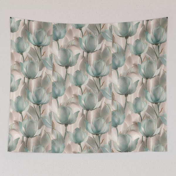 Item preview, Serene blue lotus flowers elegantly intertwined in a delicate pastel setting  designed and sold by MiraCleAI.