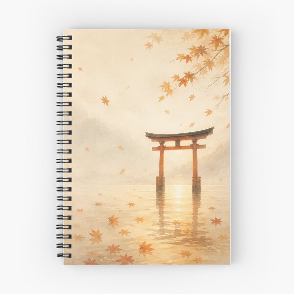 Item preview, Torii in Golden Autumn Water Poster | Japanese Autumn Shrine Wall Art designed and sold by LuminaKage.