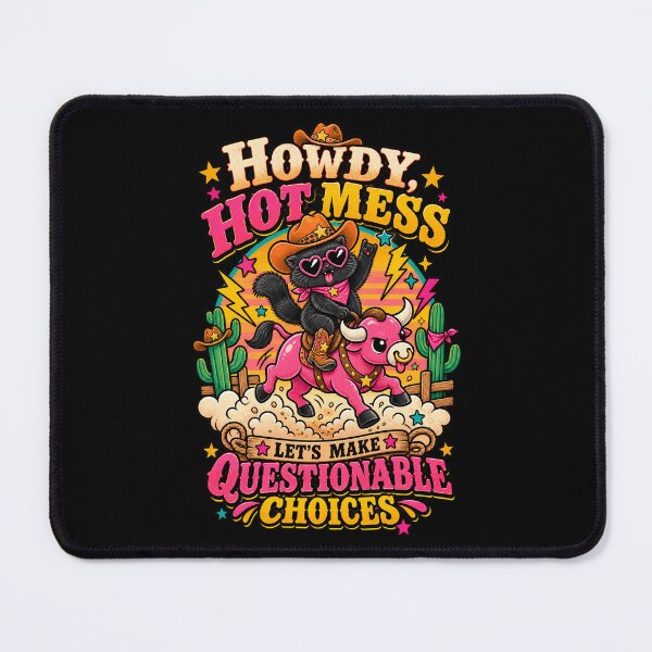 Item preview, Howdy Hot Mess – Funny Black Cat Cowboy Western Humor designed and sold by Kawaii-n-Spice.