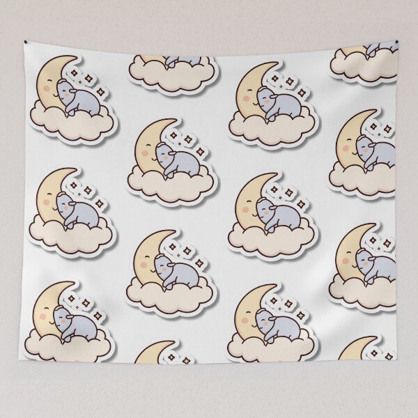 Item preview, Slow Down – Sleeping Moon on Cloud Cozy Self Care Sticker designed and sold by Busybeesfinds.