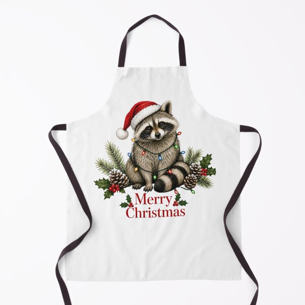 Item preview, Raccoon Christmas – Merry Christmas Raccoon with Santa Hat & Christmas Lights designed and sold by SVALANART.