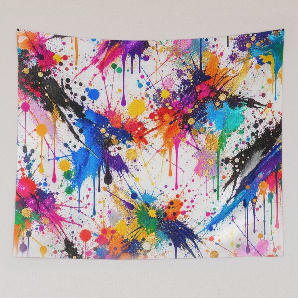Item preview, Rainbow Drip Splatter Action Abstract Art designed and sold by THE SPLATTERED HAUS BY SAGE BANKS.