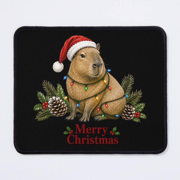 Item preview, Capybara Christmas – Merry Christmas Capybara with Santa Hat & Christmas Lights designed and sold by SVALANART.