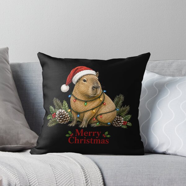 Item preview, Capybara Christmas – Merry Christmas Capybara with Santa Hat & Christmas Lights designed and sold by SVALANART.