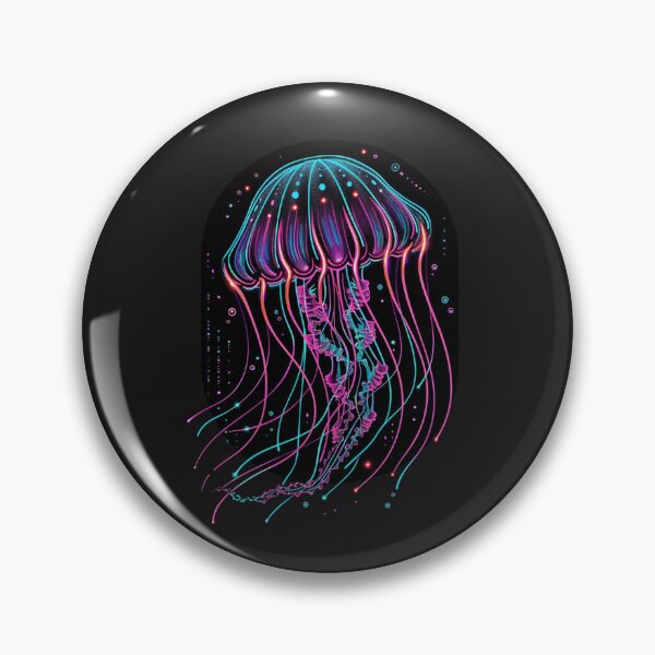 Item preview, neon jellyfish with glowing quantum trails designed and sold by RetroWaveArtCo.
