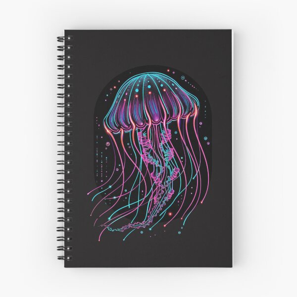Item preview, neon jellyfish with glowing quantum trails designed and sold by RetroWaveArtCo.
