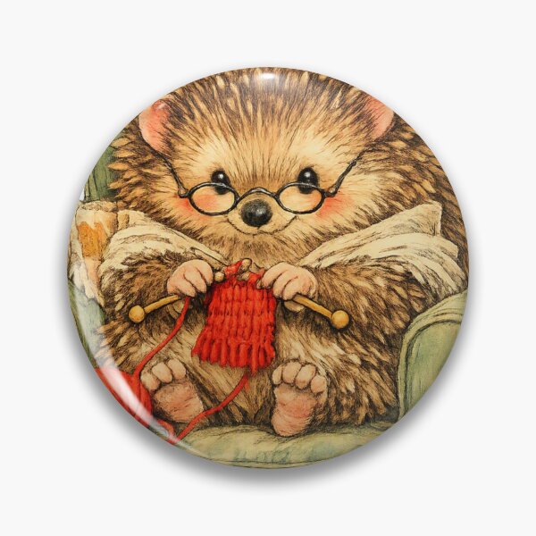 Item preview, Cozy Hedgehog Knitting Vintage Storybook Aesthetic Sticker designed and sold by SeanTee.
