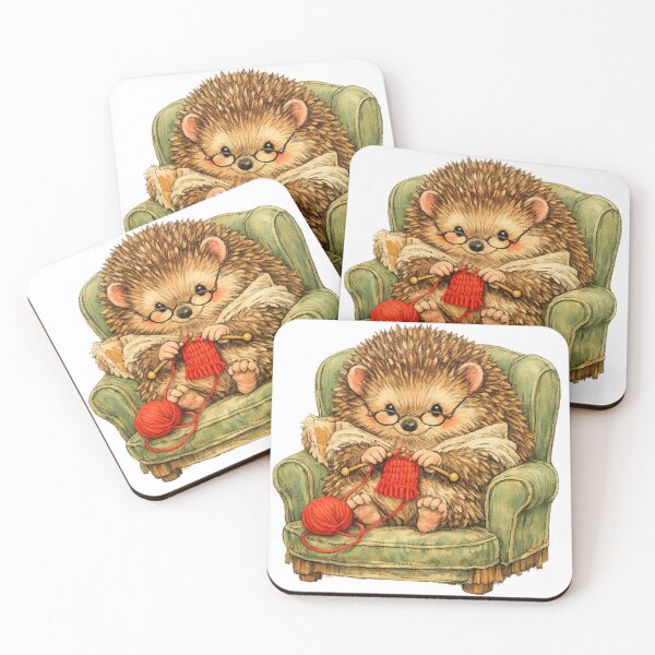 Item preview, Cozy Hedgehog Knitting Vintage Storybook Aesthetic Sticker designed and sold by SeanTee.