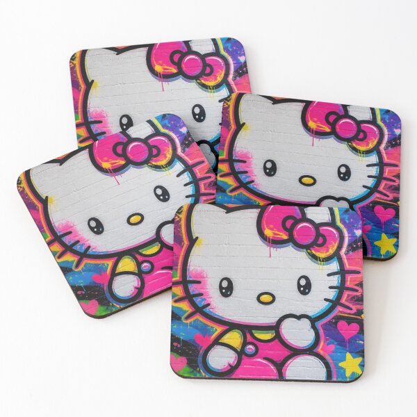 Item preview, Neon Harajuku Kitten Street Art Hearts and Stars Design designed and sold by AgnesB77.