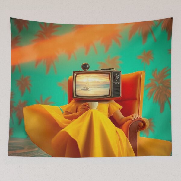 Item preview, Retro Television Tropical Surreal Cinema Movie Poster designed and sold by Cine8.