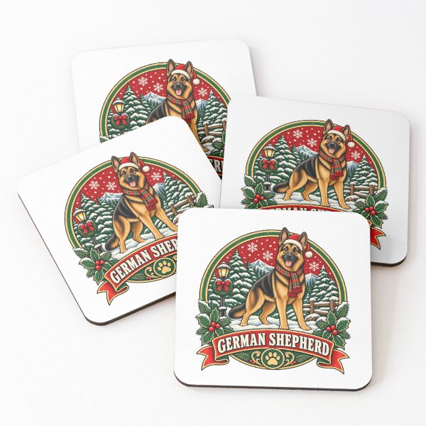 Item preview, German Shepherd Christmas Shirt – Retro Santa Hat Snow Badge Design designed and sold by Globalcitytees.