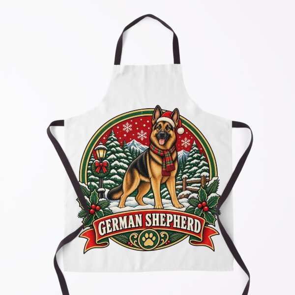 Item preview, German Shepherd Christmas Shirt – Retro Santa Hat Snow Badge Design designed and sold by Globalcitytees.