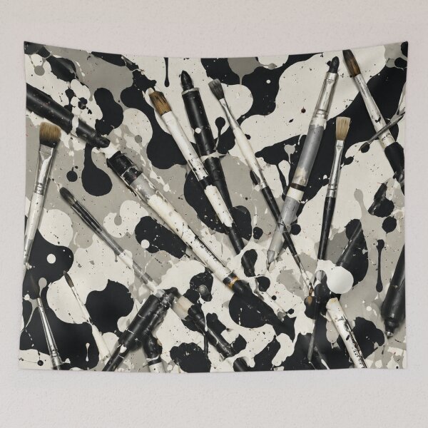 Item preview, Monochrome Brushes and Splatter Mixed Media Art designed and sold by THE SPLATTERED HAUS BY SAGE BANKS.