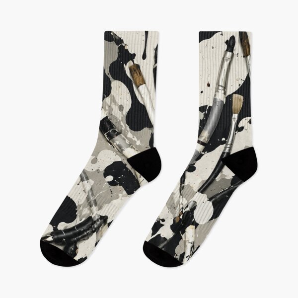 Aperçu de l'œuvre Pinceaux monochromes et éclaboussures, art mixte créée et vendue par THE SPLATTERED HAUS BY SAGE BANKS.