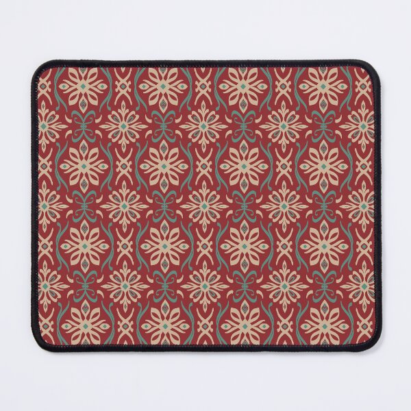 Item preview, Teal and Terracotta Symmetrical Floral Textile Pattern designed and sold by Onulodesign.