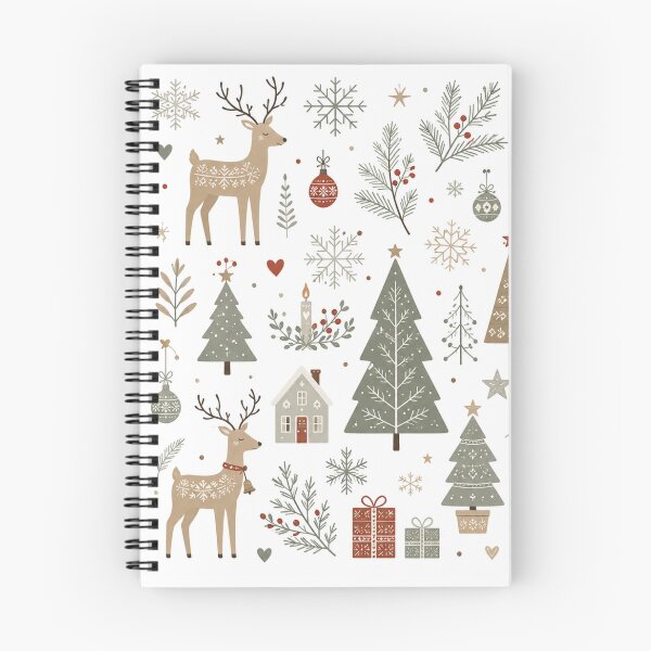 Item preview, Scandinavian Christmas Deer Woodland Winter Pattern designed and sold by DreamPixelPrint.
