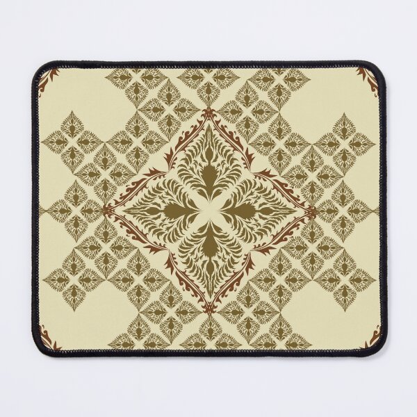 Item preview, Traditional Thai Ornamental Floral Pattern in Gold and Brown on Cream Background designed and sold by ChaReePat.