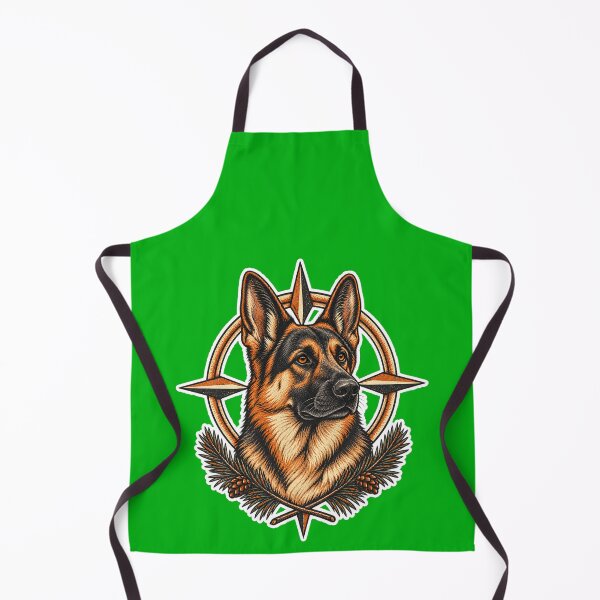 Item preview, German Shepherd Trail Guardian with Compass and Pine – Vintage Linocut Dog Art designed and sold by Jaani-T.