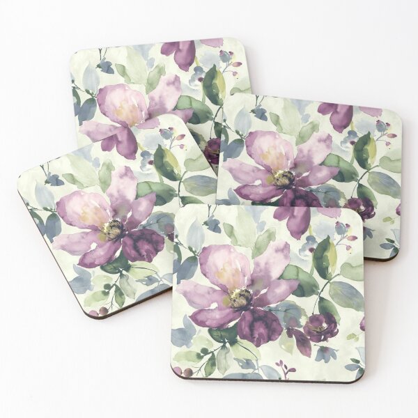 Item preview, Abstract Watercolors Floral Pattern in Green and Purple  designed and sold by ZedColors.