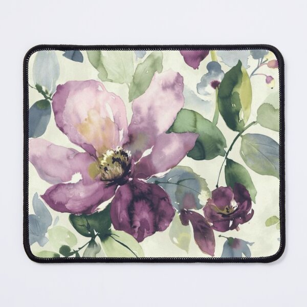 Item preview, Abstract Watercolors Floral Pattern in Green and Purple  designed and sold by ZedColors.