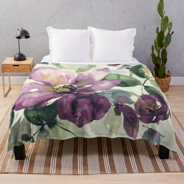 Item preview, Abstract Watercolors Floral Pattern in Green and Purple designed and sold by ZedColors.