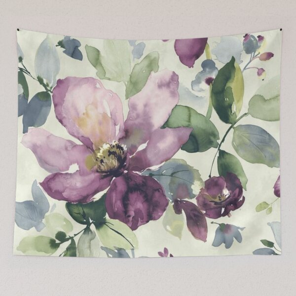 Item preview, Abstract Watercolors Floral Pattern in Green and Purple  designed and sold by ZedColors.