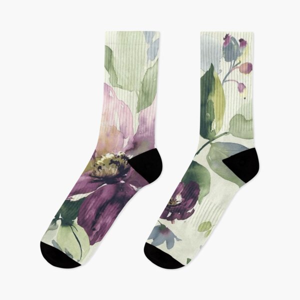 Item preview, Abstract Watercolors Floral Pattern in Green and Purple  designed and sold by ZedColors.