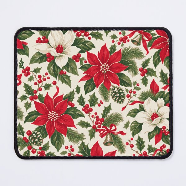 Item preview, Vintage Retro-style Christmas Red Poinsettia Floral Pattern designed and sold by SandedollArt.