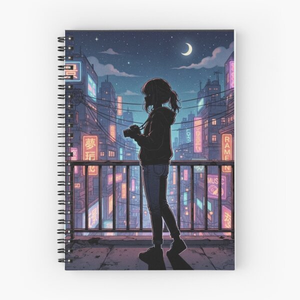 Item preview, Lo-Fi Neon Tokyo Night – Aesthetic Anime Girl Silhouette designed and sold by everyone cloth house.