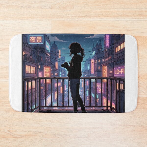 Artikelvorschau, Lo-Fi Neon Tokyo Night – Ästhetische Anime-Mädchen-Silhouette entworfen und verkauft von everyone cloth house.