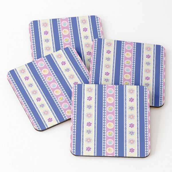 Item preview, Colorful Floral Stripe Pattern with Blue, Pink and Pastel Decorative Motifs designed and sold by ChaReePat.