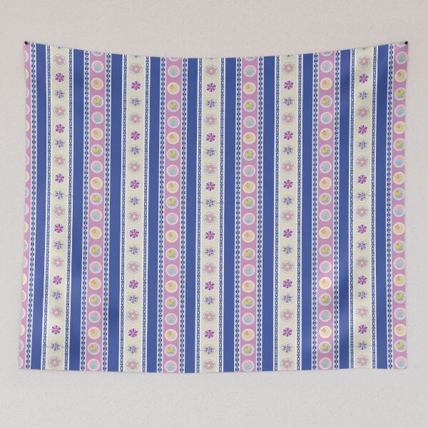 Item preview, Colorful Floral Stripe Pattern with Blue, Pink and Pastel Decorative Motifs designed and sold by ChaReePat.