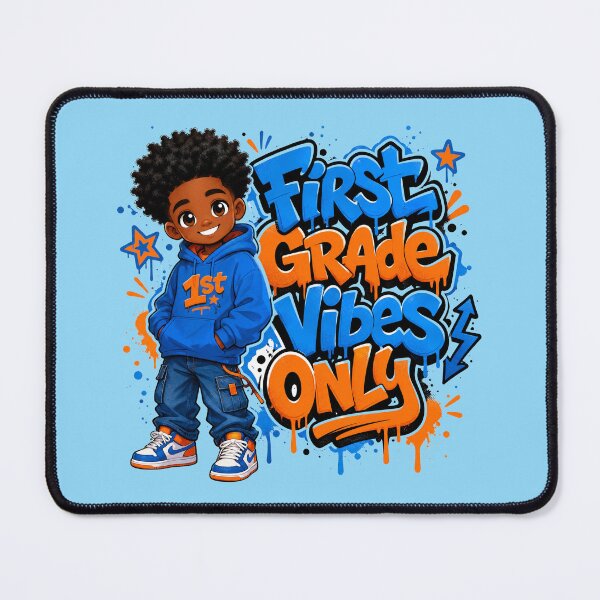 Item preview, First Grade Vibes Only – Black Boy Back to School designed and sold by MomParentADHD.