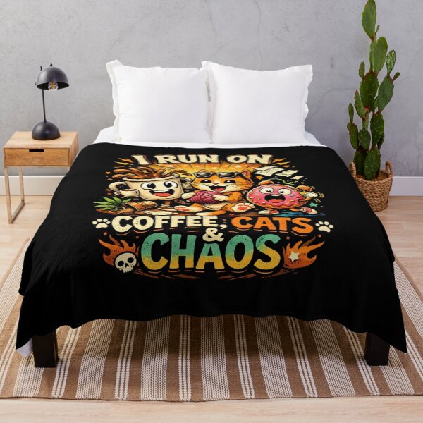 Item preview, I Run on Coffee, Cats & Chaos Funny Cat Lover Coffee Lover, Cute Caffeine Graphic designed and sold by DreamPixelPrint.