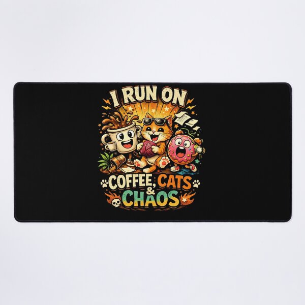 Item preview, I Run on Coffee, Cats & Chaos Funny Cat Lover Coffee Lover, Cute Caffeine Graphic designed and sold by DreamPixelPrint.
