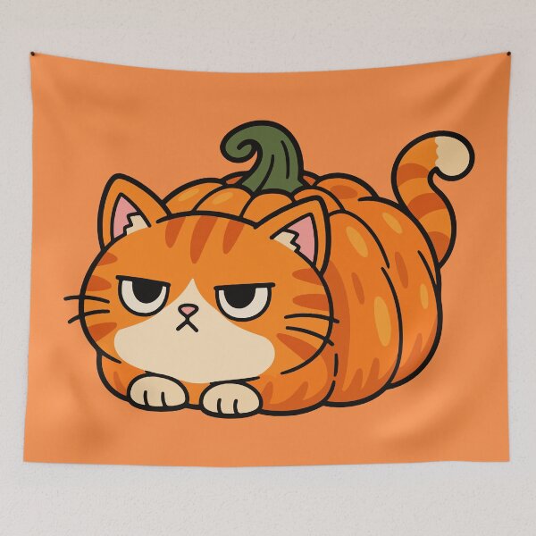 Item preview, Grumpy Pumpkin Cat – Cute Orange Tabby Halloween designed and sold by MewMade.