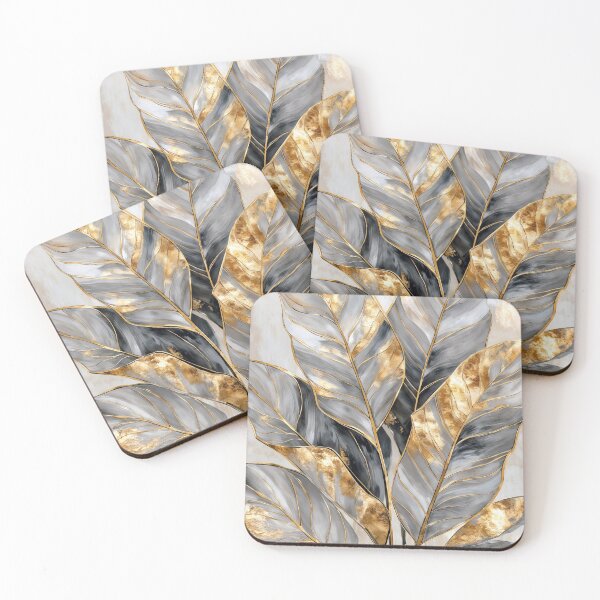 Item preview, Tropical Leaves Oil Painting with Gold Foil Accents designed and sold by Mike Kiev art.